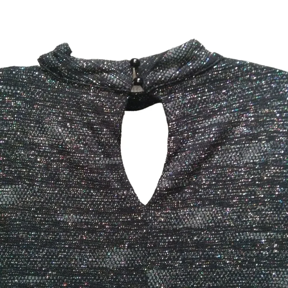 CLOTH & PEOPLE Glittery Cut-Out Dress Size S – Black/Glitter